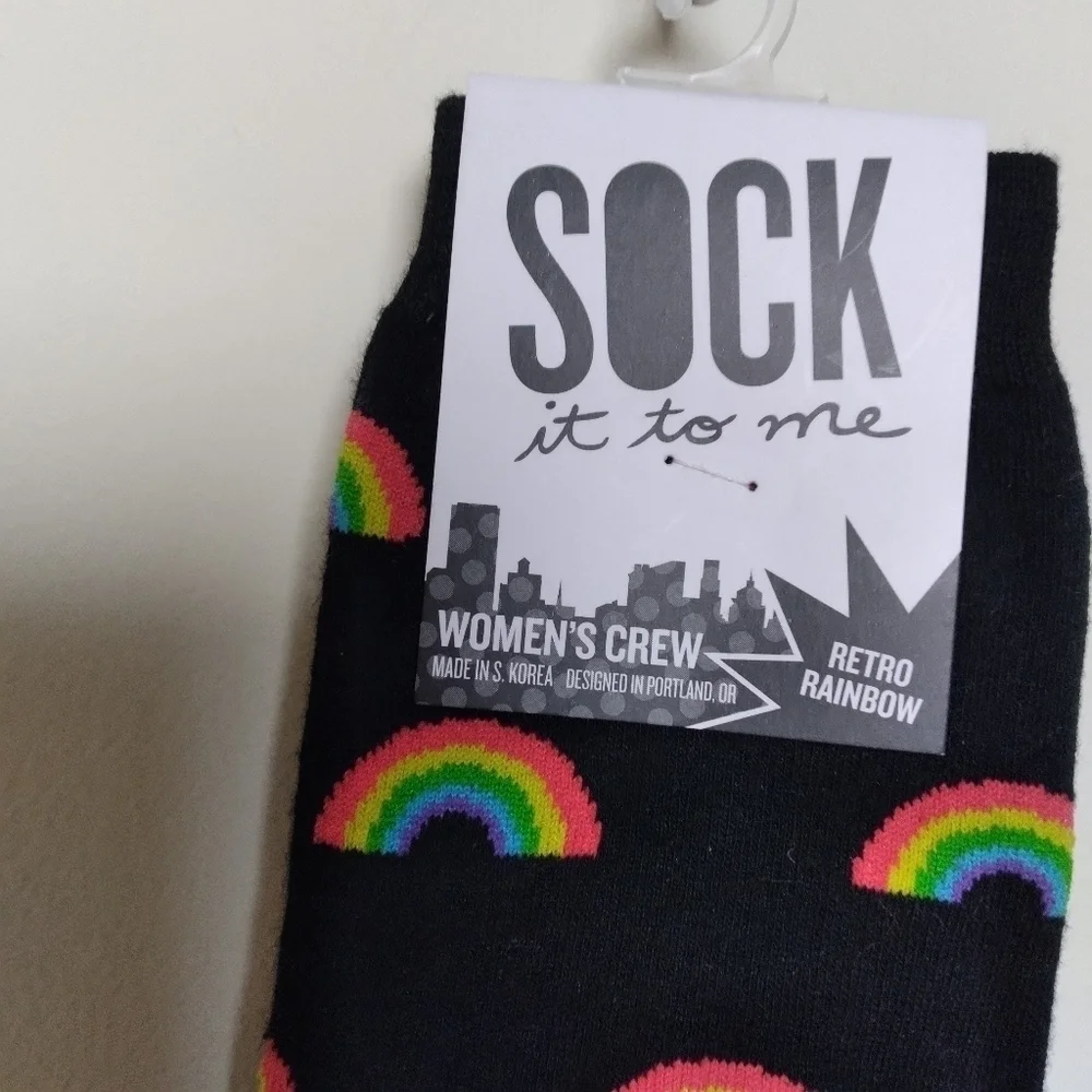 Sock It To Me Women's Retro Rainbow Print Crew Socks New with Tags
